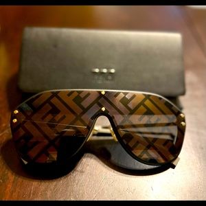 SOLD**Like New** Fendi Black/Gold Monogram lens Sunglasses.
